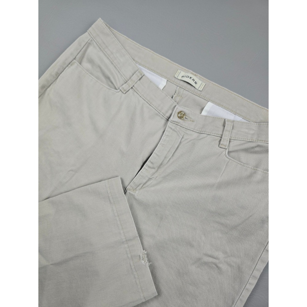 Riders by Lee Womens Tan Khaki Straight Leg Stretch Pants Size 14M W364516